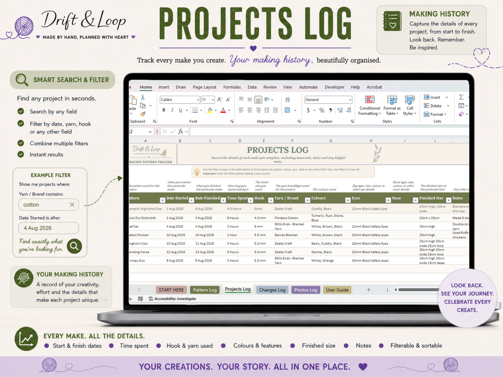 Crochet Pattern Tracker - A Personal Database for Your Crochet Patterns, Projects, Changes & Photos