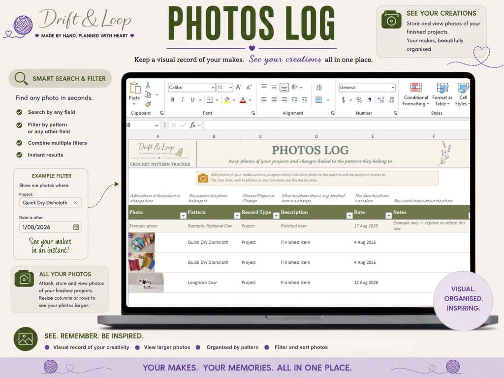 Crochet Pattern Tracker - A Personal Database for Your Crochet Patterns, Projects, Changes & Photos