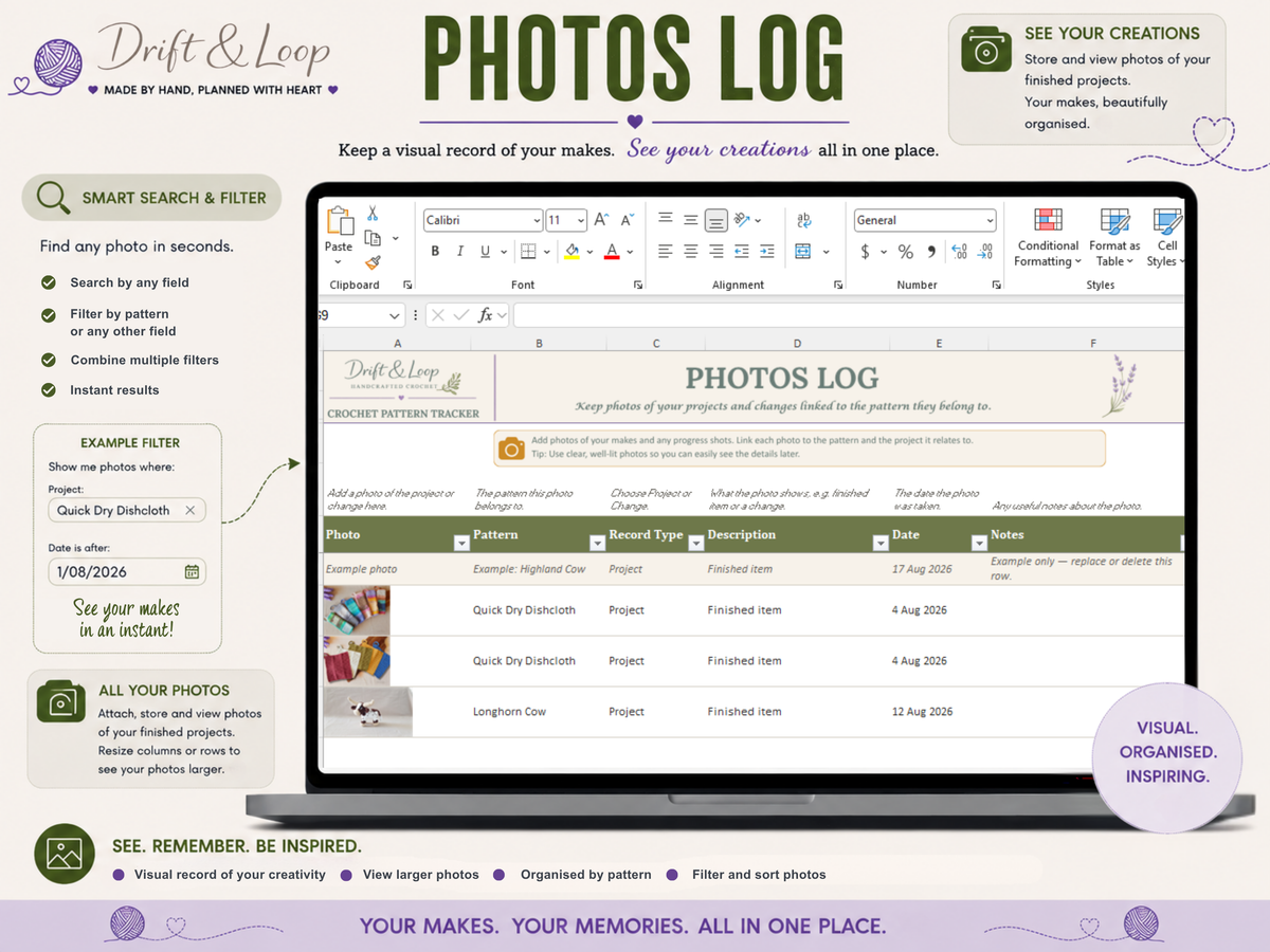 Crochet Pattern Tracker - A Personal Database for Your Crochet Patterns, Projects, Changes & Photos